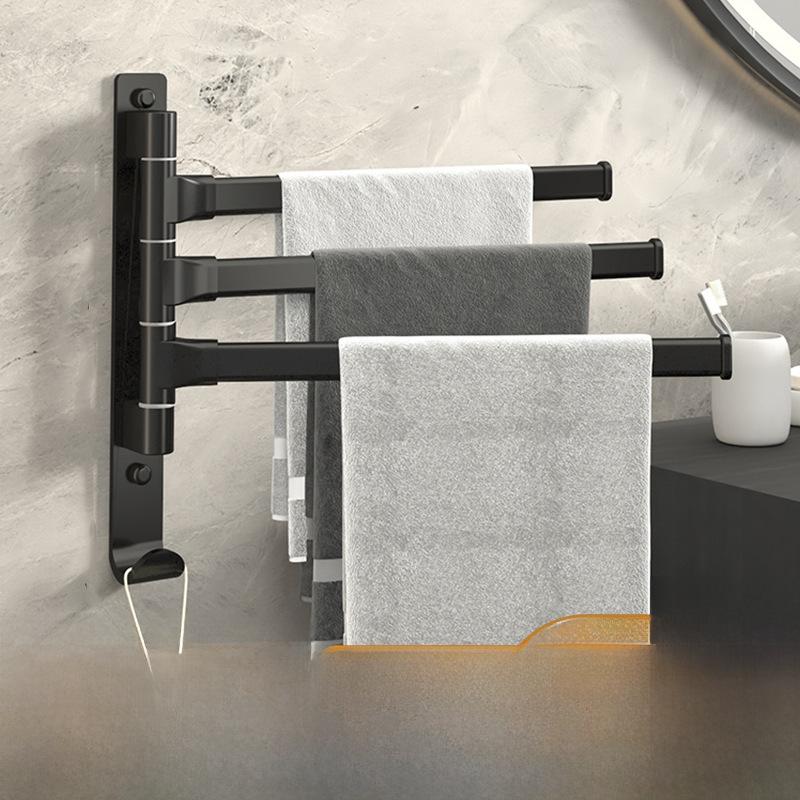 Punch-Free Foldable Bathroom Towel Rack with Multi-Pole Rotation
