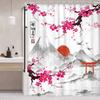 Japanese Style Shower Curtain Koi Fish Cherry Blossom Sun Sea Wave Octopus Landscape Polyester Fabric Curtains Bathroom Decor