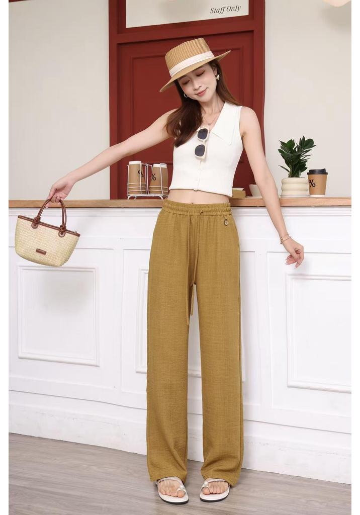 2026 Women's Summer Tencel Stretchy Straight-Leg Casual Pants for Middle-Aged Mothers