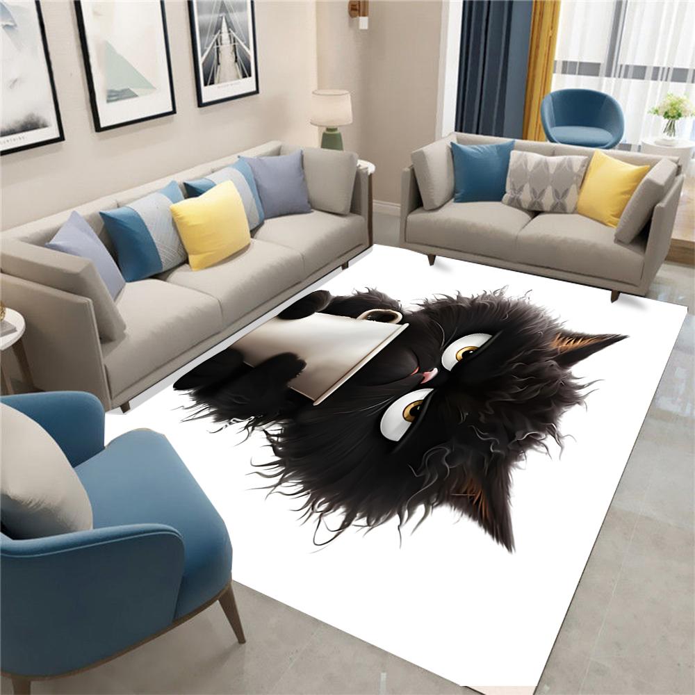 Cute Kitten Pattern Printed Carpet Living Room Luxury Carpets Home Decoration Aesthetic Doormat Non-slip Machine Washable Rug