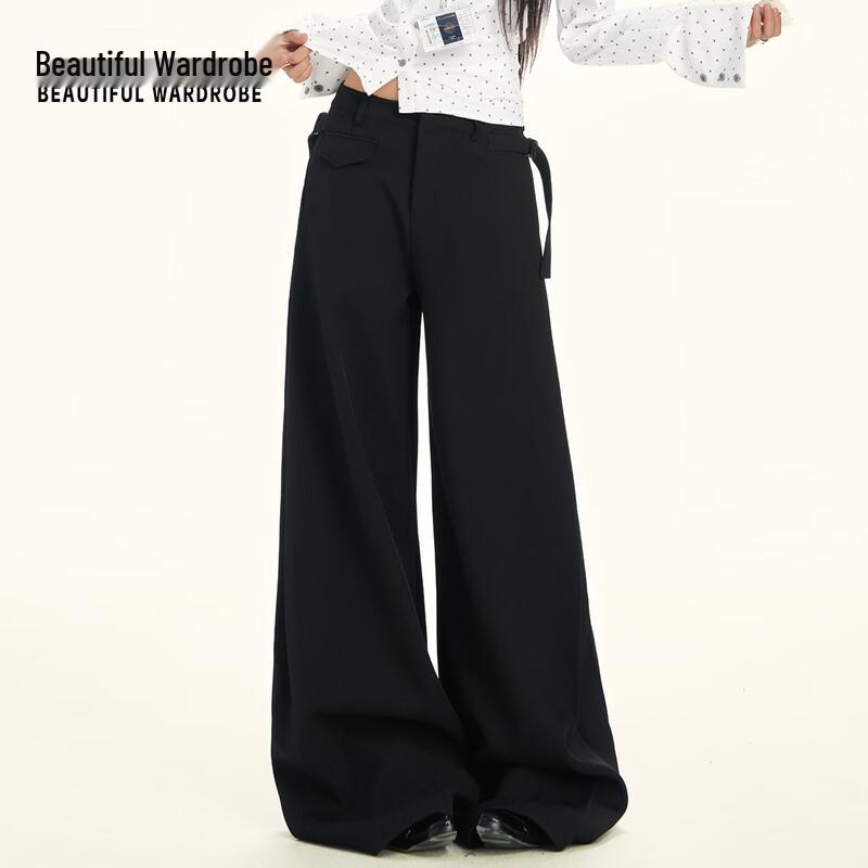 Beautiful Wardrobe Women's High-Waist Wide-Leg Draped Commuter Trousers