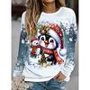 European and American Cross-border Christmas Element Printed Round Neck Long-sleeved Pullover Loose Fashionable Sweatshirt