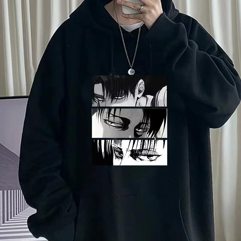 2025 Herbst Cartoon Levi Ackerman Muster Bedrucktes Kapuzenshirt - Retro und Schlicht in der Textur Hergestellt aus umweltfreundlichen Materialien