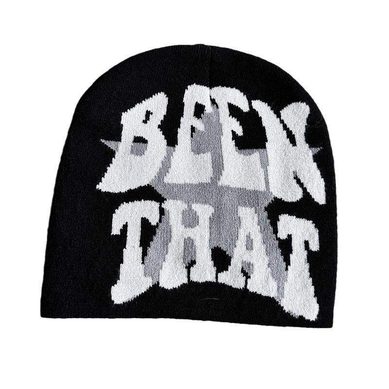 

Fashion Letter Knitted Beanie Hat With Jacquard Pattern For Men And Women Winter Cold Weather Wear Black Hat Gray Star