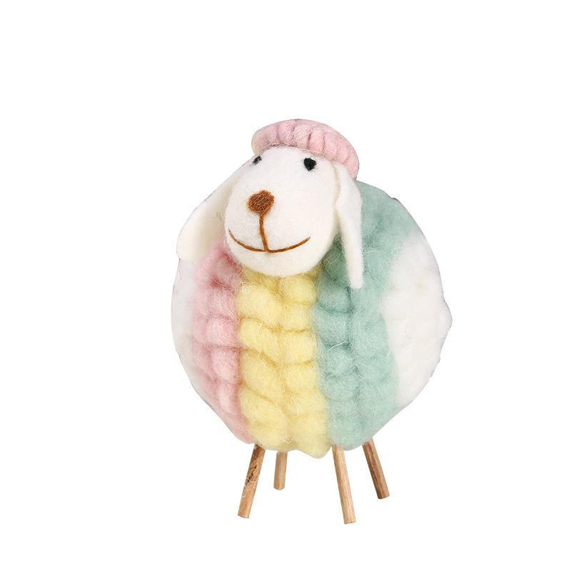 Colorful Sheep Figurines for The Living Room TV Cabinet, Cartoon Heart-shaped Sheep Small Figurine, Children's Room Decoration Item
