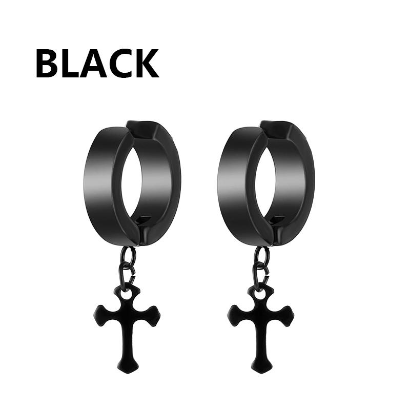 1pc Mode Coréenne Acier Inoxydable Boucles d'Oreilles Pendantes Croix Forme Spéciale Femme Boucle d'Oreille Punk Rock Piercing Créoles Zircon