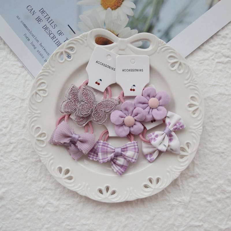 10Pcs Trendy Handmade Elastic Lovely Hairbands Children'S Flower Hair Accessories Hair Bow Headwear Rope Cute Girls Hair Bands