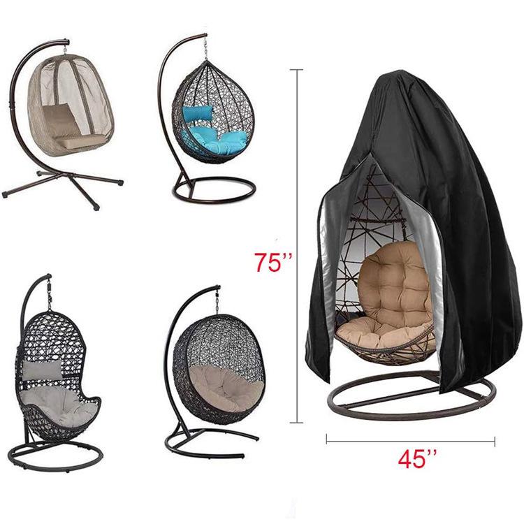 Silver Coated 210D Oxford Cloth Outdoor Eggshell Swing Chair Dust Cover with Middle Opening Zipper