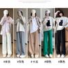Narrow Vertical Striped Fleece Wide Leg Pants Women's Autumn and Winter Loose High Waist Straight Casual Pants Long Pants