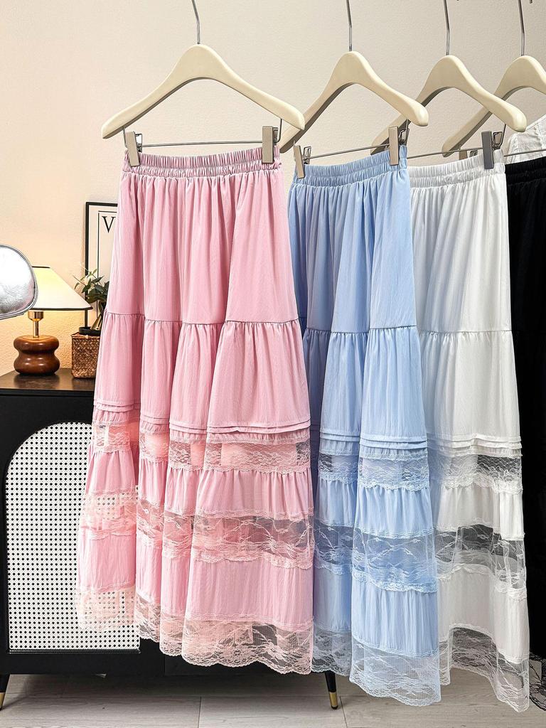 Women's Drapey A-line Skirt with Embroidered Lace Trim – Spring/Summer 2026 Collection