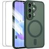 Case for Samsung Galaxy A57 5G, with Magnetic Camera Lens Circle - Night Green - 2 Tempered Glasses