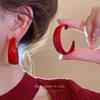 Vintage Ankara Red C-Earrings Earrings Stud Earrings Niche Temperament Earrings