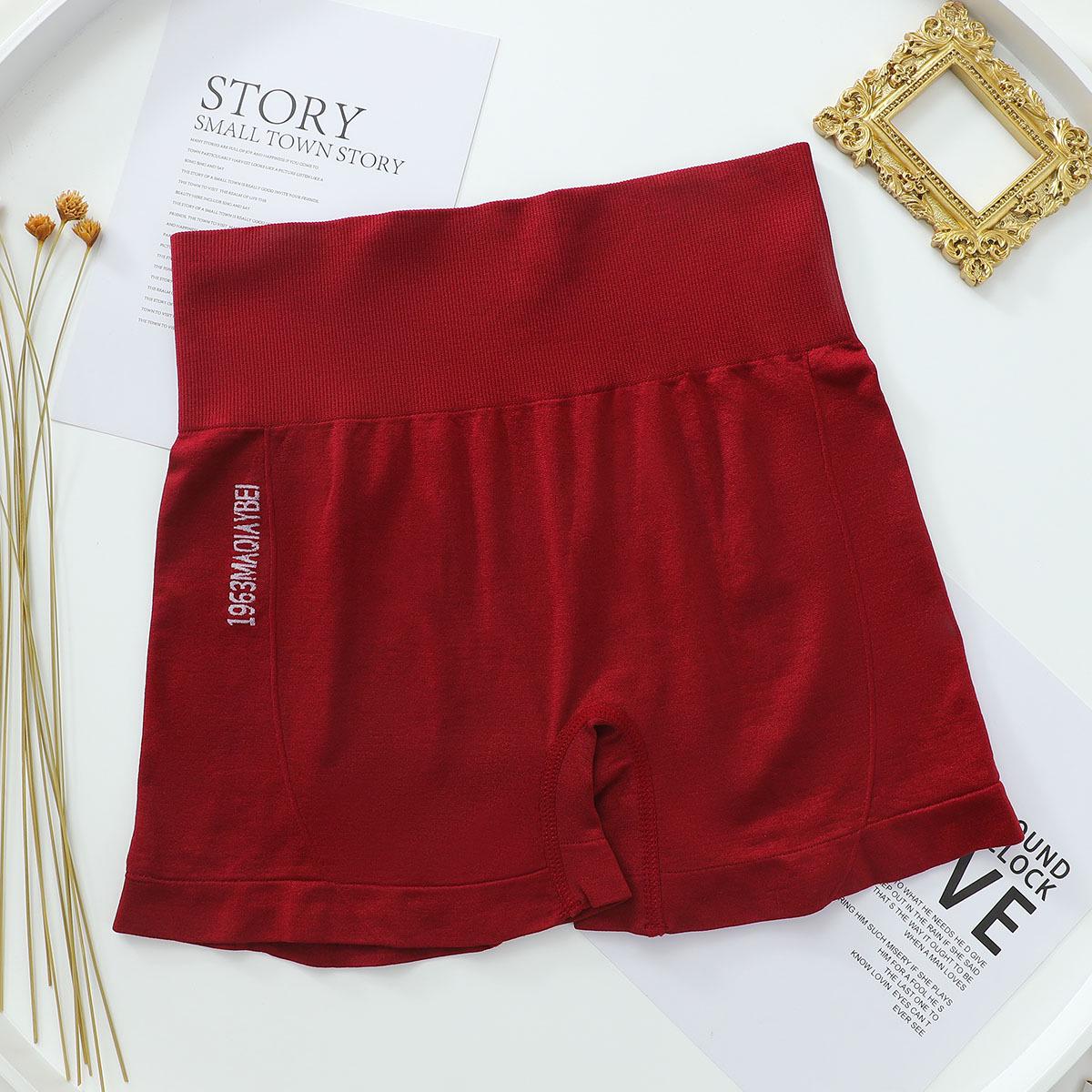 

Cross-Border 023 Plus Size High Waist Butt-Lifting Shaping Yoga Shorts for Women One Size бордовый