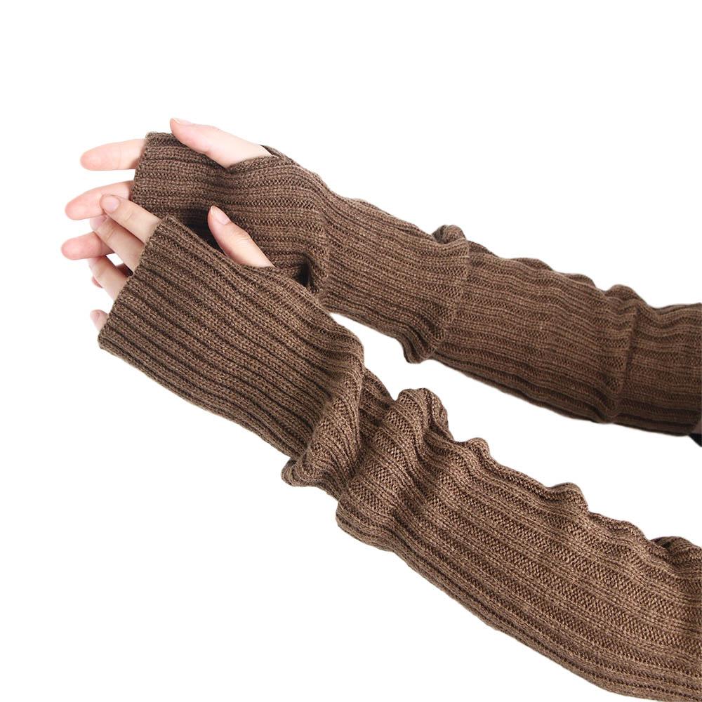 Solid Color Hand Sleeve Knitted Arm Warmers Female Arm Warmers Wool Sleeve Cuff Elastic Gloves