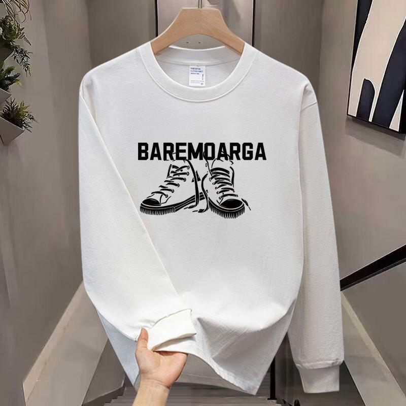 American Heavy Trendy Brand Pure Cotton Printing Men'S Long-Sleeved T-Shirt Spring And Autumn Sweater Casual Round Neck High-End T-Shirt