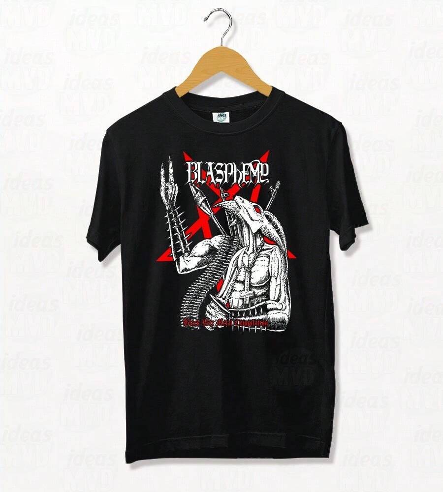 SingleSided Digital Printed TShirt Remera Blasphemy NegraUnisexs Stylish Printed TShirt Retro S