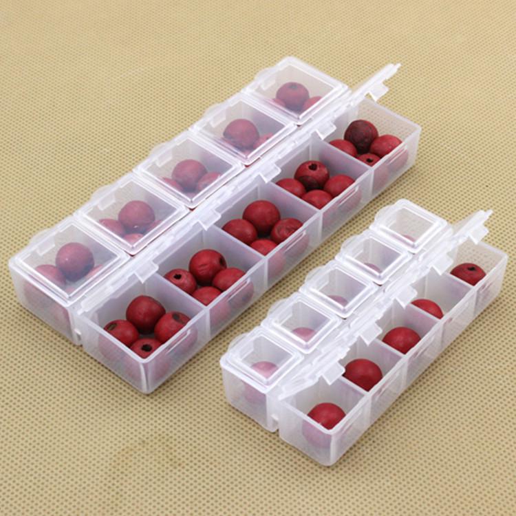 PP Large 10-Compartment Transparent Square Jewelry Storage Box with Lid