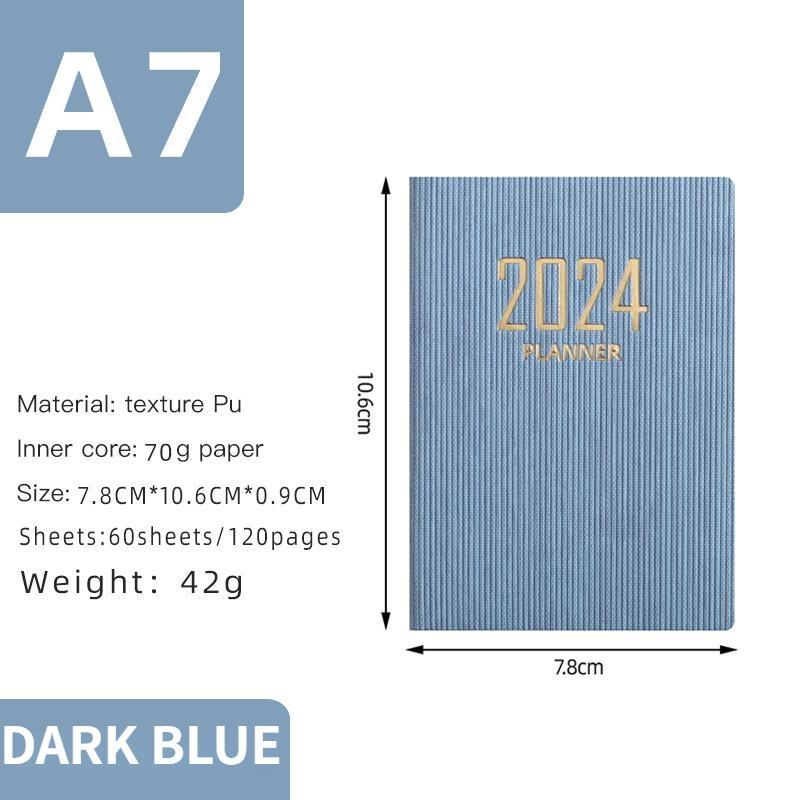 Handbuch 2024 Englisch Agenda Buch A7 Täglichen Planer Notebook Planer Tragbare Tasche Planer