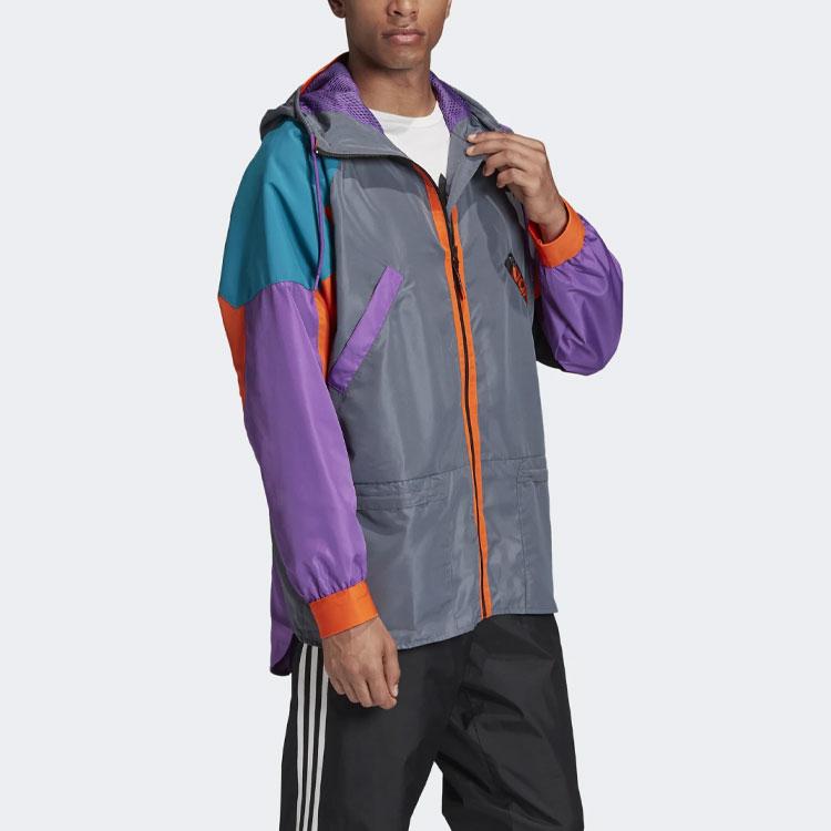 adidas Originals Trefoil WB Karkaj Colorblock Retro Sports Jacket Men Jackets Teal Grey FM3693