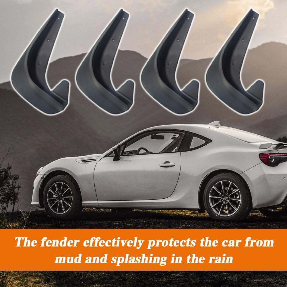 4PCS Car Mud Flaps, Black Mud Flaps Splash Guards, Front Rear Mud Flaps Splash Guards, No Drilling Mudguards Fenders Car Exterior Accessories