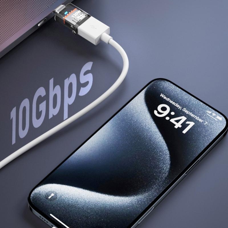 Type-C OTG Adapter Converter Support 10Gbps Data Transfer 120W Charging USB C Male to USB 3.2 Female Adapter Portable