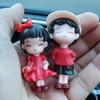 Cartoon Couple Ornaments Car Center Console Dashboard Anime White Hat Red Clothes Couple Kiss Forehead DIY Decorations Ornament