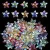 50pcs Rainbow Acrylic Flower Beads, Transparent Petal Beads, Suitable for DIY Necklace, Earring, and Decorative Bead Making Acce