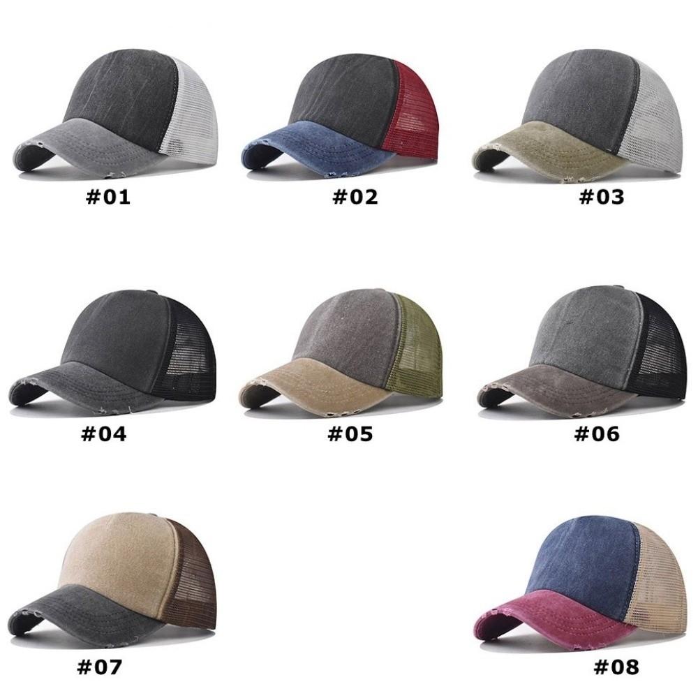 Breathable Baseball Cap Washed Cotton Snapback Hat Summer Mesh Sun Hat