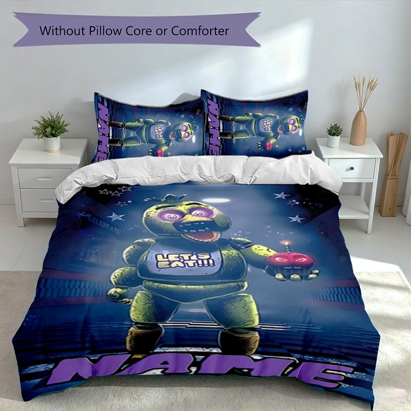 Set da 3 pezzi Personalizzato con Nome Five Nights at Freddy's, Include 1 Copripiumino e 2 Federe, Decorazione per Camera da Letto per Tutte le Stagioni