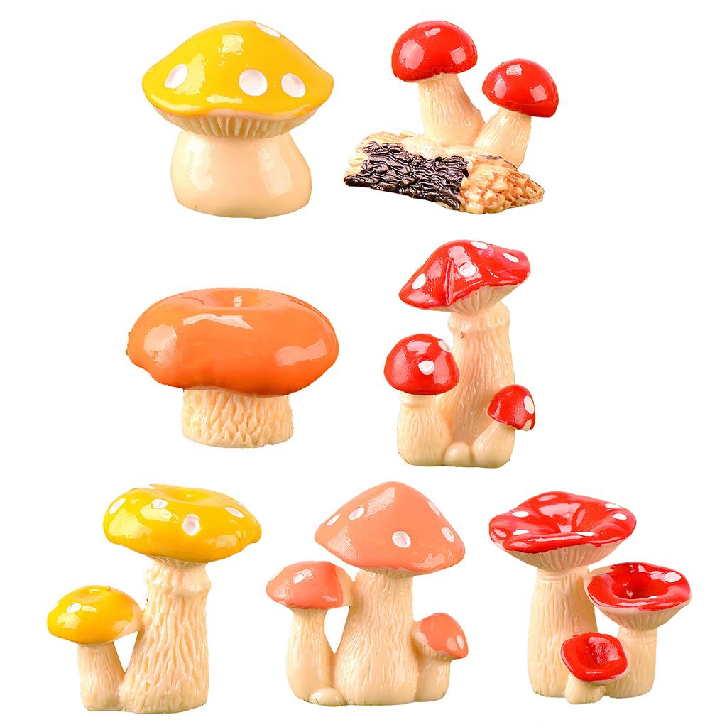 Miniature Resin Mushroom Figurine Decorative Mini Sculpture for Home Garden Yard Lawn Decoration Accessories