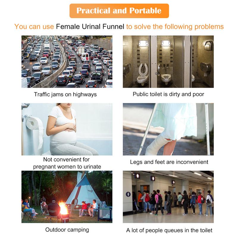 1PC Portable Women Camping Urine Device Funnel Urinal Female Soft Travel Urination Toilet Women Stand Up & Pee Portable Urinal