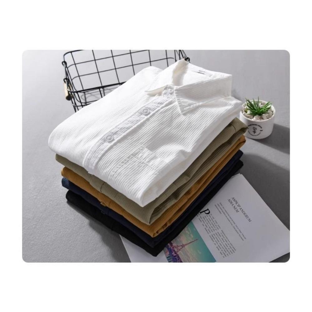 Japanese Men Long-sleeved Shirt Spring and Autumn New Simple Trend Solid Color Cardigan Loose Casual and Versatile