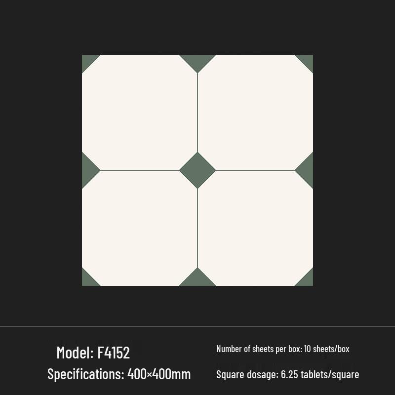 400x400 Zelená francouzská retro dlaždice s malým květinovým vzorem pro kuchyň, koupelnu, balkon a podlahu