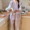 1011 New gauze round neck Japanese pajamas women's long-sleeved trousers sweet princess style loungewear two-piece set