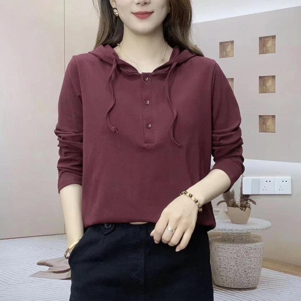 Women's Autumn Slimming Hooded Pullover T-shirt