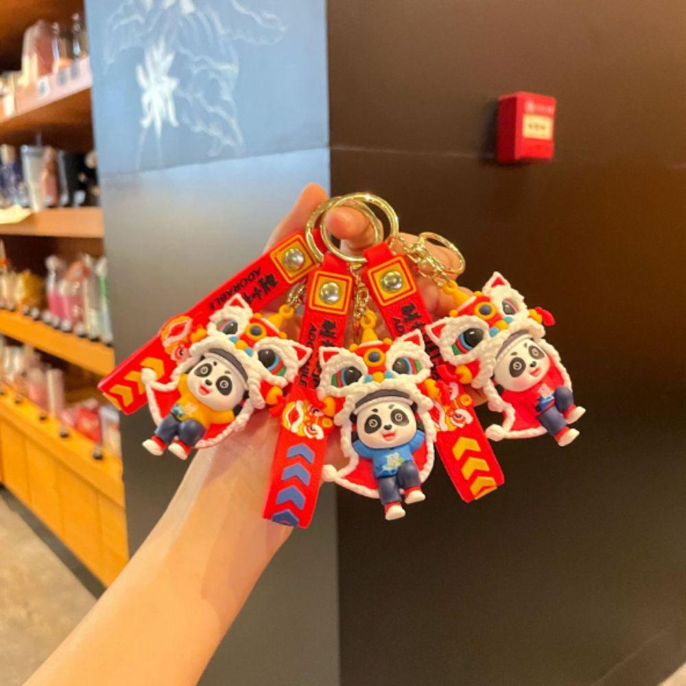 Small Pendants Lion Dance Doll Creative Design Animal Keychain Lion Dance Keychain  Car Keys