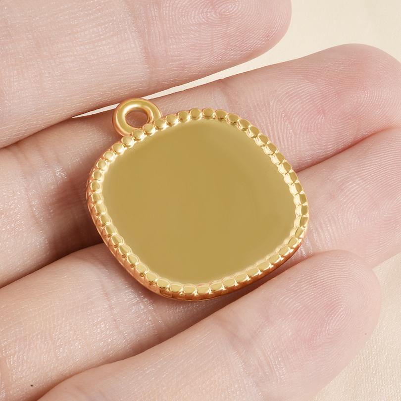 6Pcs Blank Settings Cabochon Pendants Round Rectangle Square Charm Stainless Steel Charms For Jewelry Making Bulk Diy Necklaces