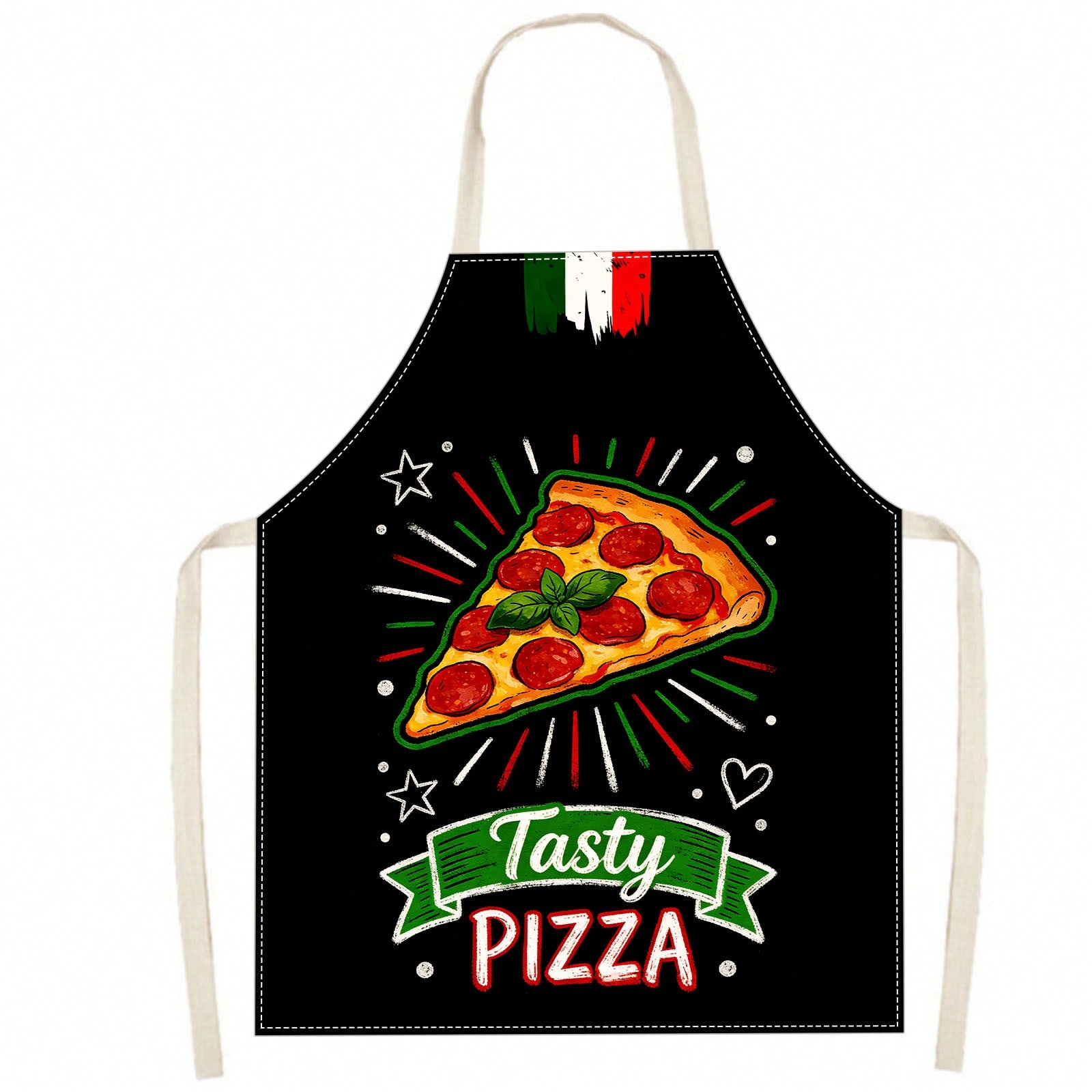 Pizza Apron, Tasty Pizza Italian Flag Print Kitchen Bib, Funny Cooking Gift, Unique Chef Apron 38X47cm(15X19in)