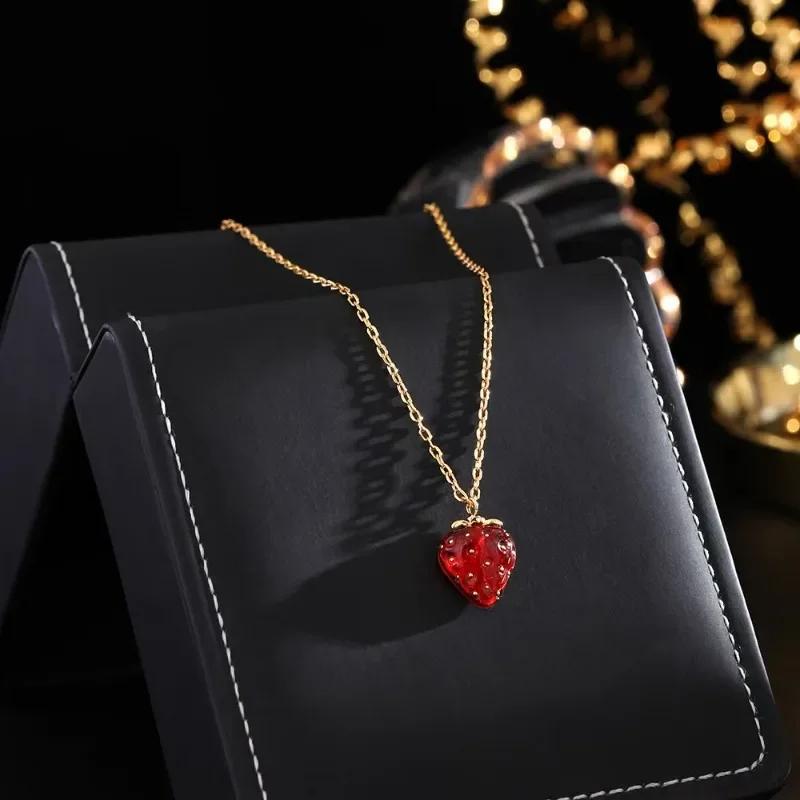 

New Women s Necklace Earrings Trendy Temperament Strawberry Autumn and Winter Style Elegant Lady Style Design Niche High-end