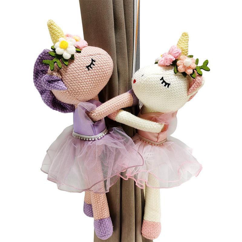 Flowers Unicorn Headwear Plush Curtain Straps For Bedroom Window Toys Decor
