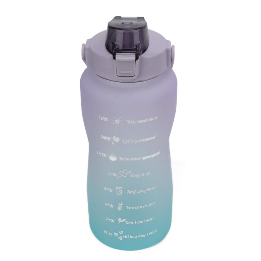 Sports Water Bottle 2000ml Gradient Frosted Bicycle Water Bottle with Handle Straw Silicone Hose Water Bottle for Running Purple Cover Gradient