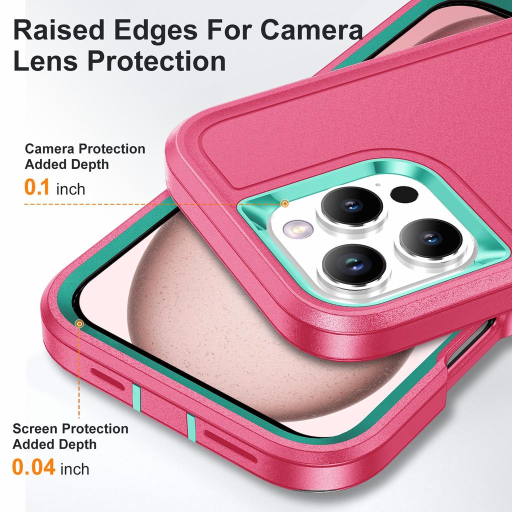 For iPhone 16 Pro Case PC+Silicone+EVA 3-in-1 Protective Phone Cover with Kickstand
