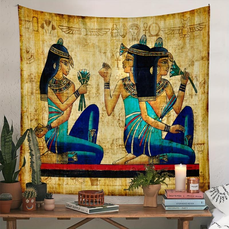 VIKAMA Ancient Egyptian Papyrus Painting Tapestry Retro Pharaoh Maid Totem Mysterious Exotic Style Living Room Decoration