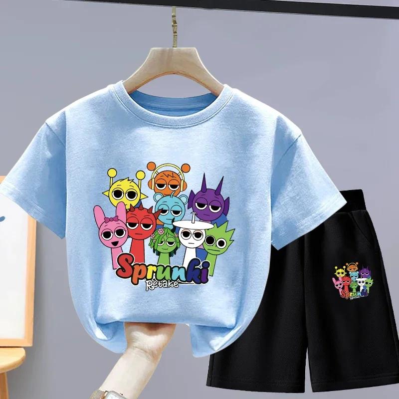 Summer 3D Print Child Ren's Set New Style Girls' Short Sleeves and Shorts Boys' Two-piece Set