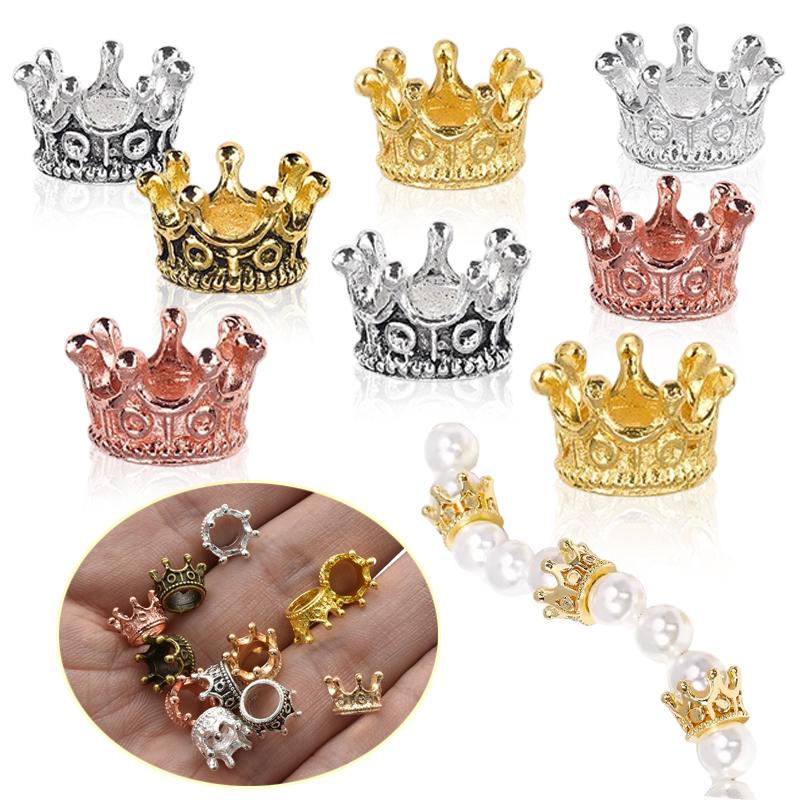 20pcs Jewelry Production Spacer Mini Crown Beads Retro Alloy Bracelet Decorative Accessories DIY Necklace Earring Props TMZ