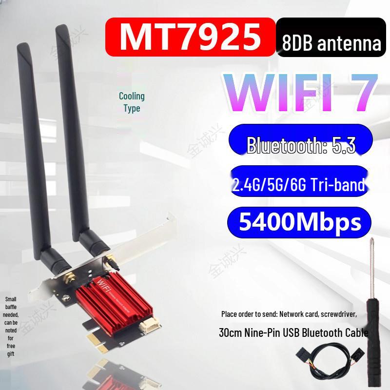 MT7927/MT7925 Wi-Fi 7 PCIe-Netzwerkkarte mit 5G/6G & Bluetooth 5.4 für Desktop