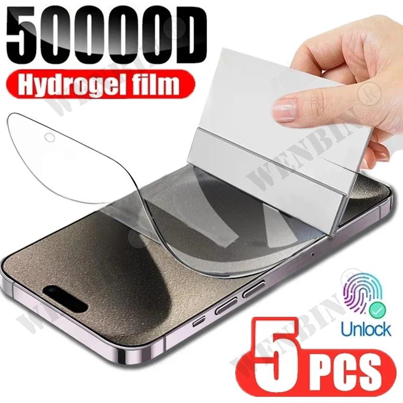 5 Pcs Hydrogel Film For iPhone 17 16 16e 15 14 13 12 11 Pro Max Plus 12 13 Mini 8 7 Plus SE XR X XS Full Cover Screen Protector2