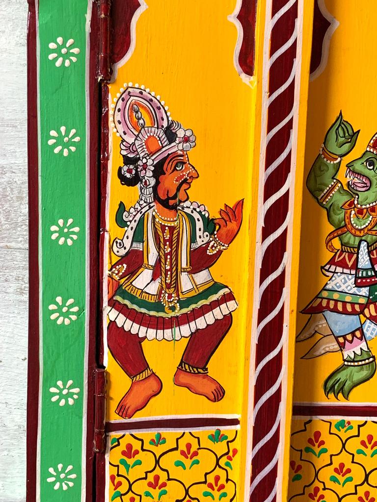 Hand Painted Narasimha Avatar Window: Indian Home Decor