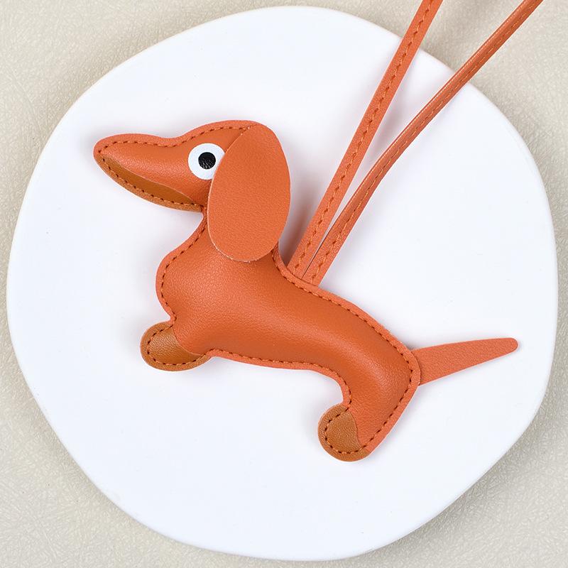 Classic Cute Leather Puppy Dog Hanging Accessories Lovely Dachshund Bag Charm Phone Pendant Trinket Keychain Accessories