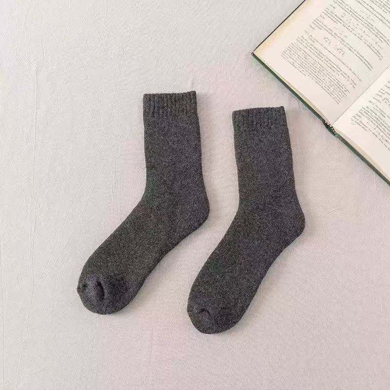 Wool Socks - Men's and Women's Autumn/Winter Warmth-Adding Men's Mid-Calf Socks with Filling and Thickening. Wool Long Socks